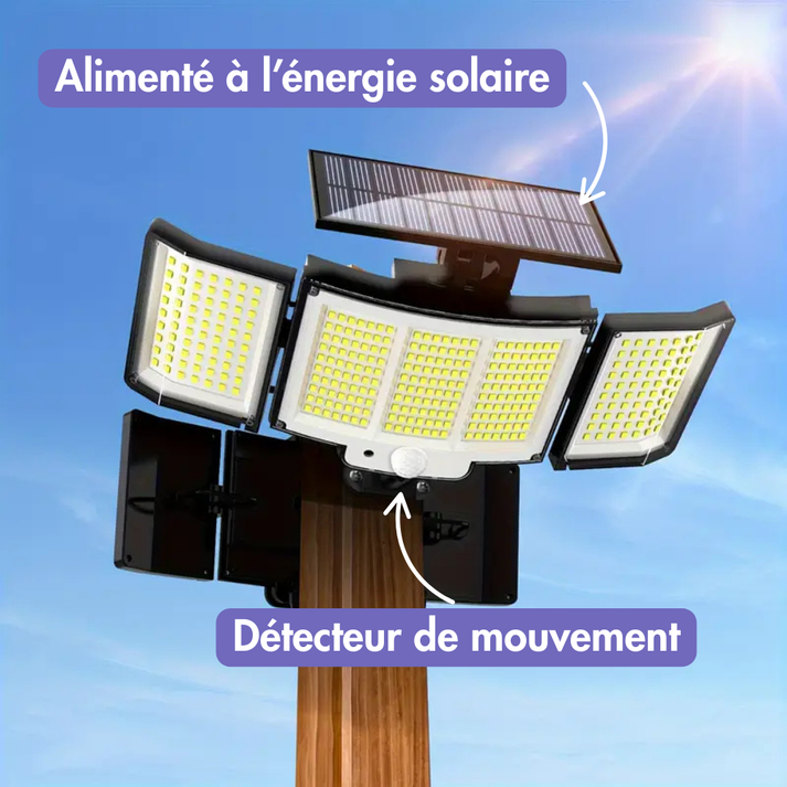 Projecteur Solaire Sécurité 3 Panneaux – Éclairez et sécurisez chaque recoin