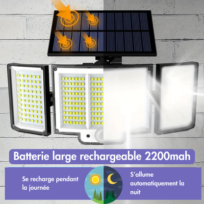 Projecteur Solaire Sécurité 3 Panneaux – Éclairez et sécurisez chaque recoin