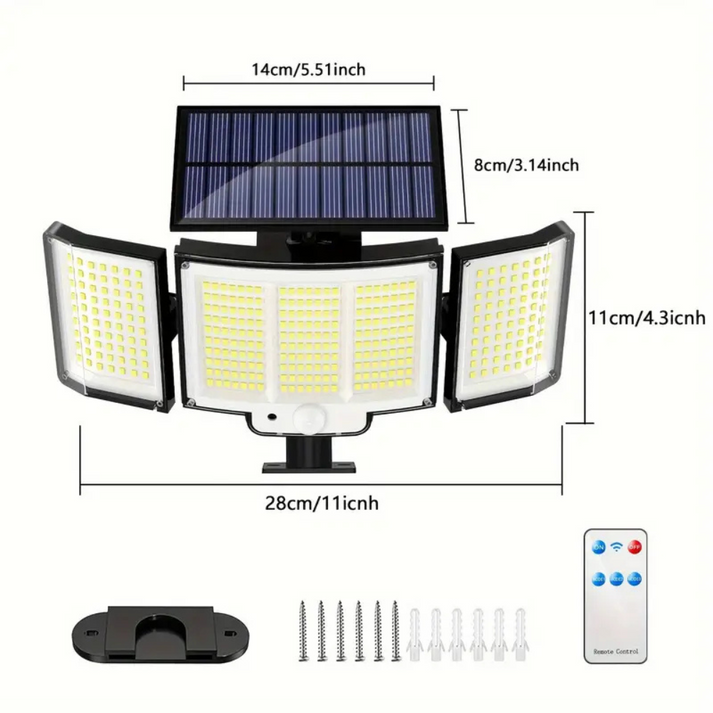 Projecteur Solaire Sécurité 3 Panneaux – Éclairez et sécurisez chaque recoin