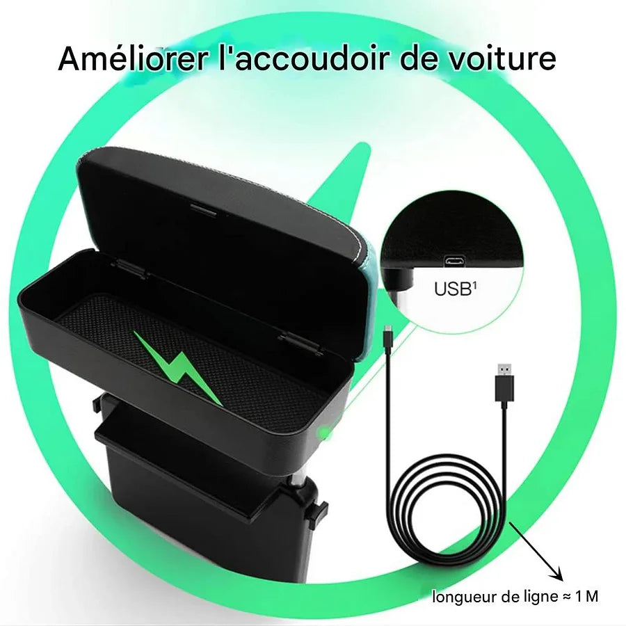 Accoudoir universel réglable en hauteur avec chargeur sans fil